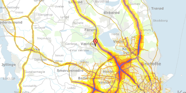 Trafikstøjkort på Toftegårdsvej 7, 3500 Værløse