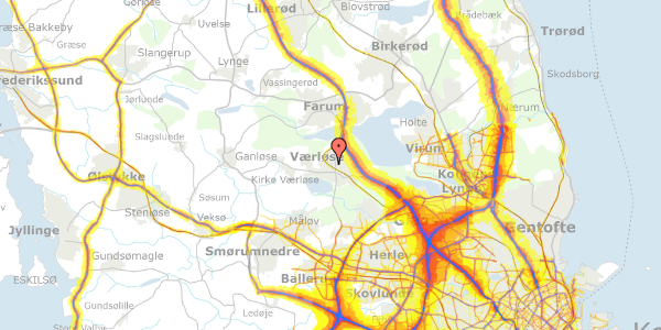 Trafikstøjkort på Toftegårdsvej 25, 3500 Værløse