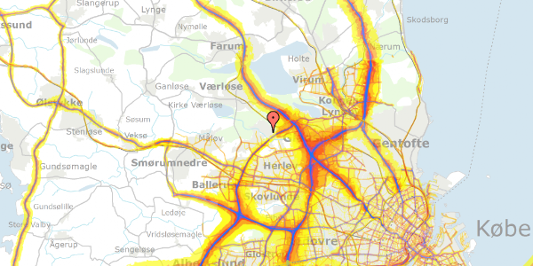 Trafikstøjkort på Anemonevej 45, 3500 Værløse