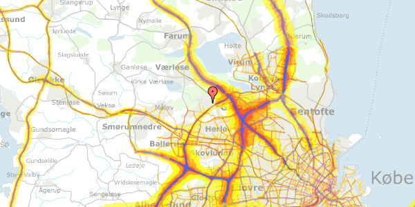 Trafikstøjkort på Anemonevej 47, 3500 Værløse