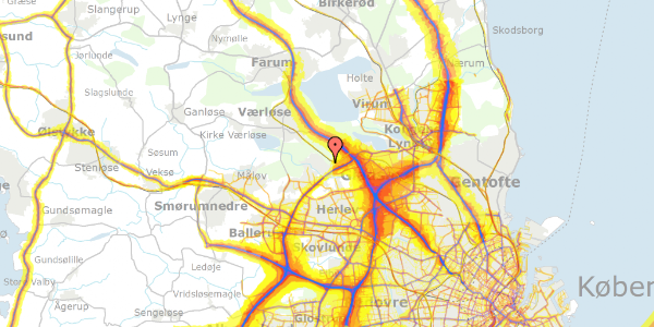 Trafikstøjkort på Gammel Hareskovvej 255, 3500 Værløse