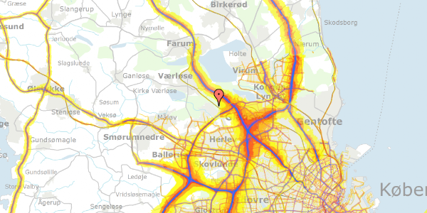 Trafikstøjkort på Gammel Hareskovvej 287, 3500 Værløse