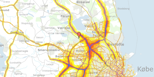 Trafikstøjkort på Lindevej 1B, 3500 Værløse