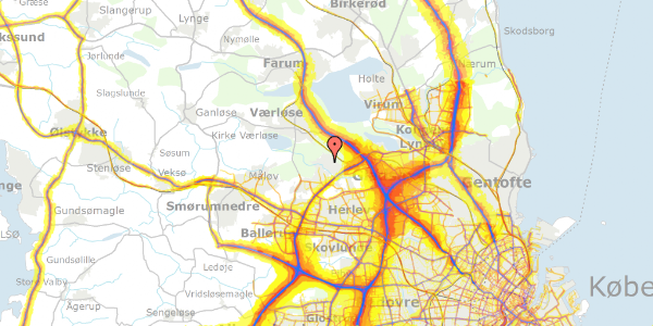 Trafikstøjkort på Lindevej 54, 3500 Værløse