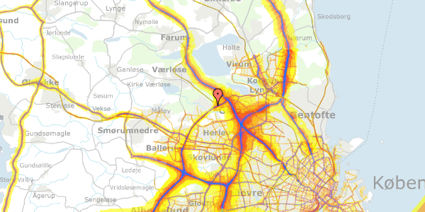 Trafikstøjkort på Rolighedsvej 18, 3500 Værløse