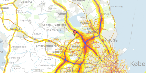 Trafikstøjkort på Weirsøevej 7, 3500 Værløse