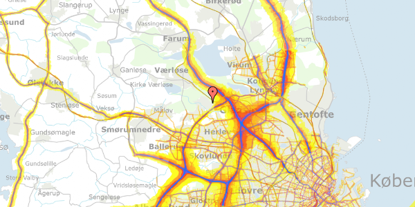 Trafikstøjkort på Weirsøevej 11, 3500 Værløse