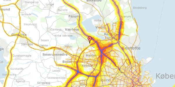 Trafikstøjkort på Vildrosevej 9, 3500 Værløse