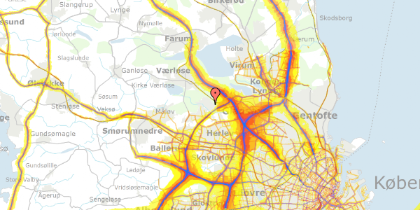 Trafikstøjkort på Vildrosevej 15, 3500 Værløse