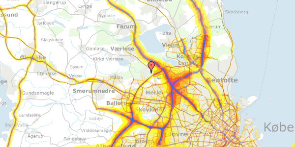 Trafikstøjkort på Vildrosevej 34, 3500 Værløse