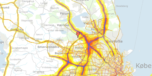 Trafikstøjkort på Vildrosevej 36, 3500 Værløse