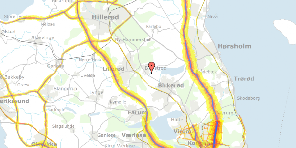 Trafikstøjkort på Bakketoppen 23, 3450 Allerød