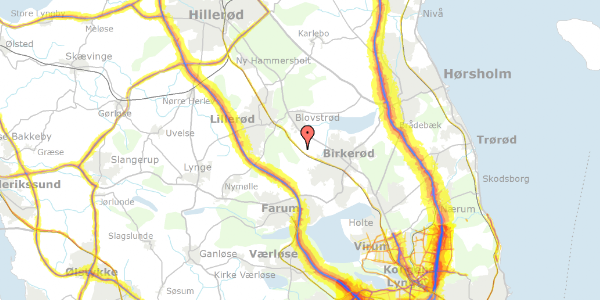 Trafikstøjkort på Kattehalevej 17, 3460 Birkerød