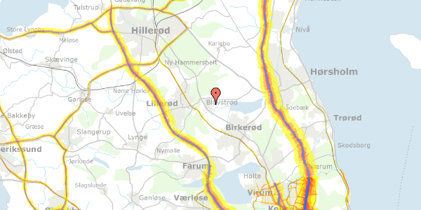 Trafikstøjkort på Lucernevej 9, 3450 Allerød