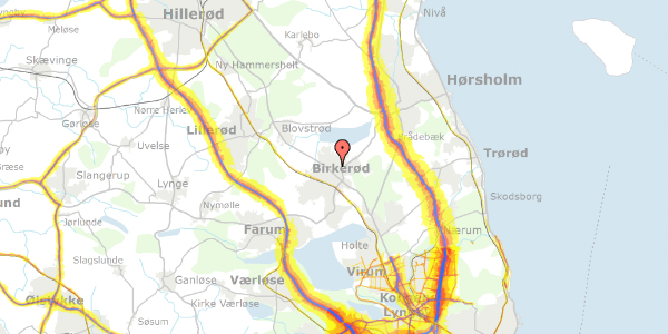 Trafikstøjkort på Bakkedraget 13, 3460 Birkerød