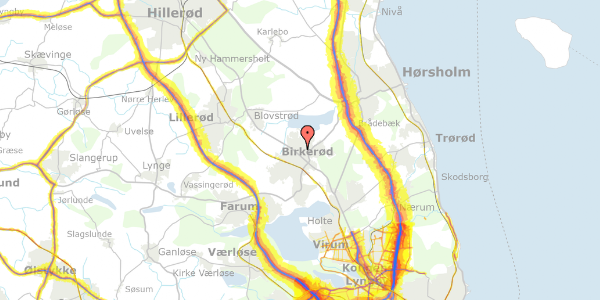 Trafikstøjkort på Bakkevej 15A, 3460 Birkerød