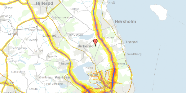 Trafikstøjkort på Biskop Svanes Vej 58E, 3460 Birkerød