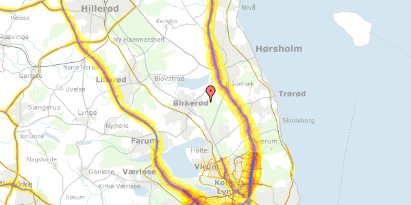 Trafikstøjkort på Biskop Svanes Vej 66D, st. , 3460 Birkerød