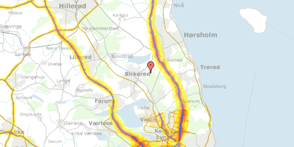 Trafikstøjkort på Biskop Svanes Vej 79, st. th, 3460 Birkerød