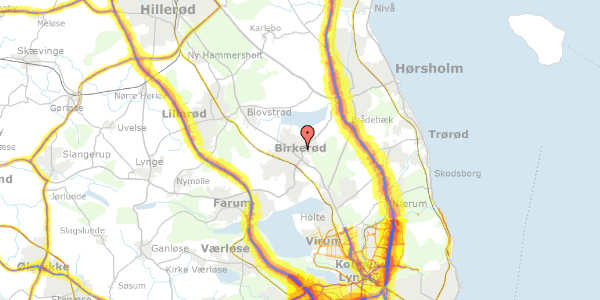 Trafikstøjkort på Byagervej 17, 3460 Birkerød