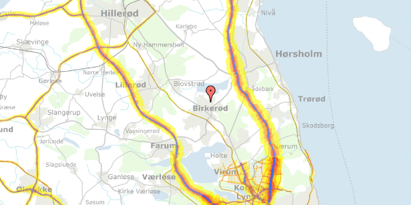 Trafikstøjkort på Byagervej 163, 3460 Birkerød