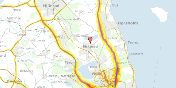 Trafikstøjkort på Byagervej 165, 3460 Birkerød