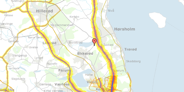 Trafikstøjkort på Herman Bangs Vej 18, 3460 Birkerød