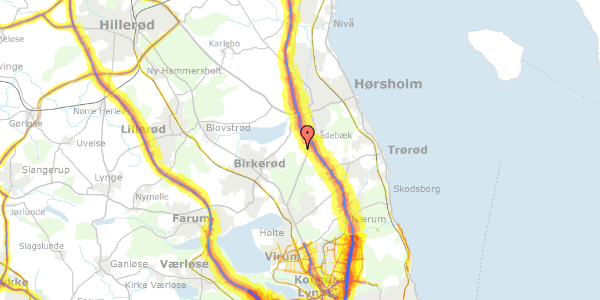 Trafikstøjkort på Høsterkøbvej 53, 2970 Hørsholm