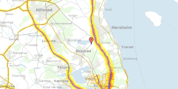 Trafikstøjkort på Jeppe Aakjærs Vej 17, 3460 Birkerød