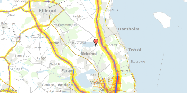 Trafikstøjkort på Kaj Munks Vej 6, 3460 Birkerød