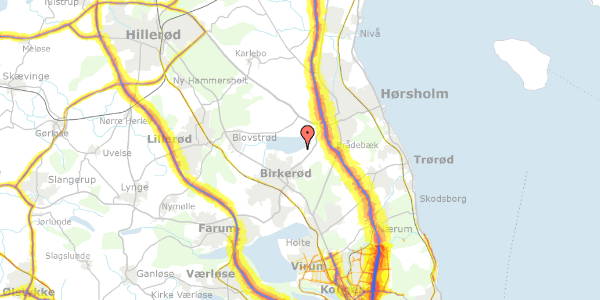 Trafikstøjkort på Kaj Munks Vej 16, 3460 Birkerød