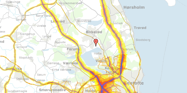 Trafikstøjkort på Lindebakken 38, 3460 Birkerød