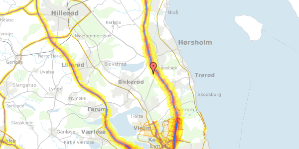 Trafikstøjkort på Nedenomsvej 3, 2970 Hørsholm