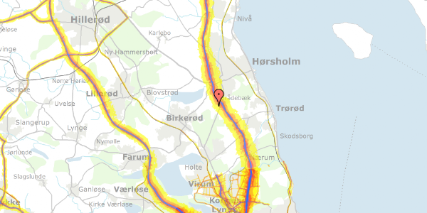 Trafikstøjkort på Nedenomsvej 18, 2970 Hørsholm