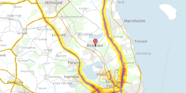 Trafikstøjkort på Odinsvej 7, 3460 Birkerød