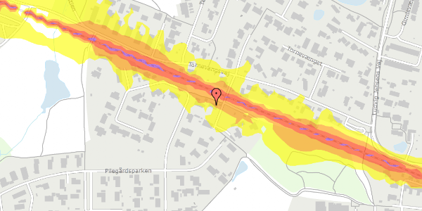 Trafikstøjkort på Pilegårdsparken 48, 3460 Birkerød