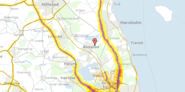 Trafikstøjkort på Ravnsnæsvej 60, 3460 Birkerød