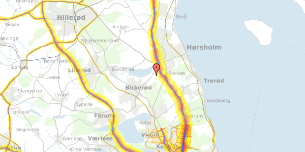 Trafikstøjkort på Ravnsnæsvej 214, 3460 Birkerød