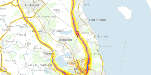 Trafikstøjkort på Rørholmsvej 8, 2970 Hørsholm