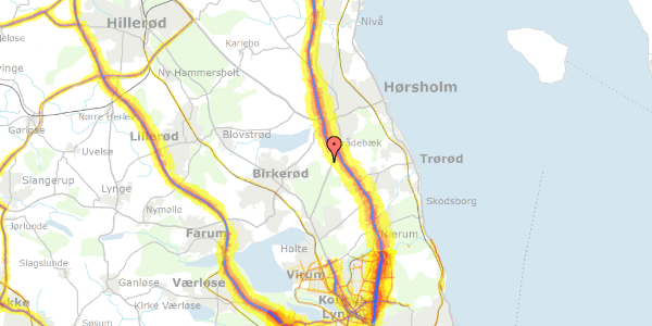 Trafikstøjkort på Rørholmsvej 10, 2970 Hørsholm