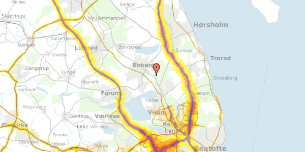 Trafikstøjkort på Skovrødvej 7, 3460 Birkerød