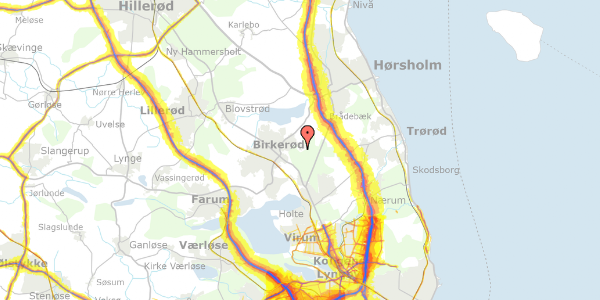 Trafikstøjkort på Sophie Magdelenes Vej 2G, st. th, 3460 Birkerød