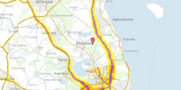 Trafikstøjkort på Sophie Magdelenes Vej 2G, 1. th, 3460 Birkerød