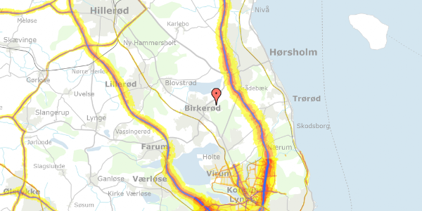 Trafikstøjkort på Storkevænget 25, 3460 Birkerød