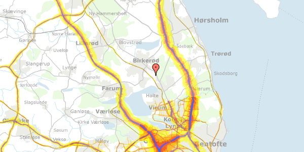 Trafikstøjkort på Vasevej 55, 2840 Holte