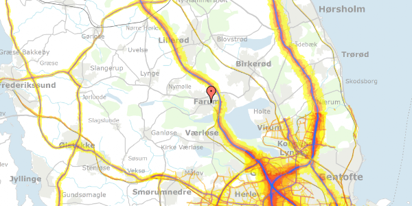 Trafikstøjkort på Gartnervænget 5, 3520 Farum