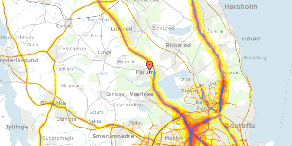 Trafikstøjkort på Gydevænget 3, 3520 Farum