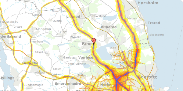 Trafikstøjkort på Farum Hovedgade 2B, 1. 18, 3520 Farum