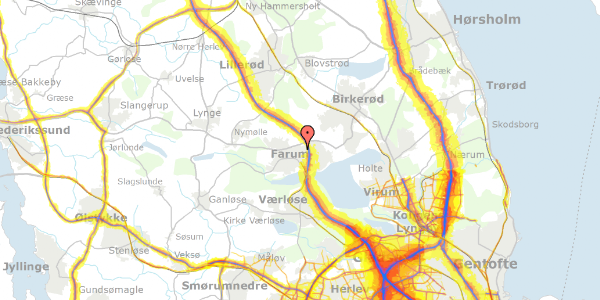 Trafikstøjkort på Hvedemarken 3, 3520 Farum