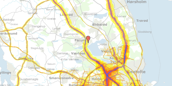 Trafikstøjkort på Kielshøj 206, 3520 Farum